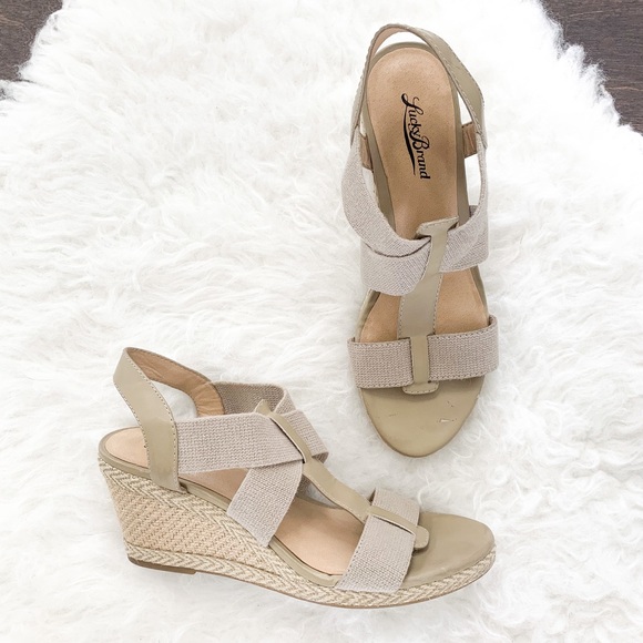 Lucky Brand Beige Espadrille Straw Wedges - Picture 6 of 6